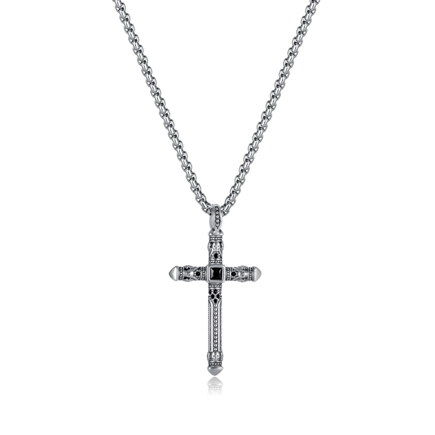Wholesale Vintage Cross Titanium Steel Pendant Stainless Steel Punk Style Necklace