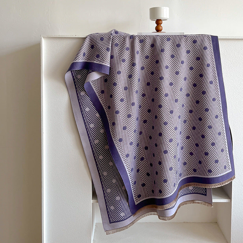 Wholesale Winter Warm Imitation Cashmere Polka Dot Striped Fashion Printed Scarf