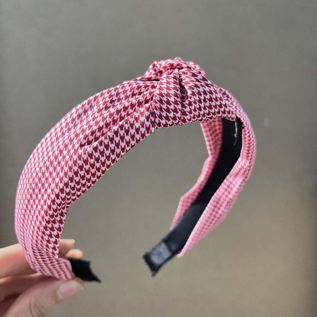 Wholesale Fabric red striped plaid solid color cherry heart wide-brimmed bow combination headband