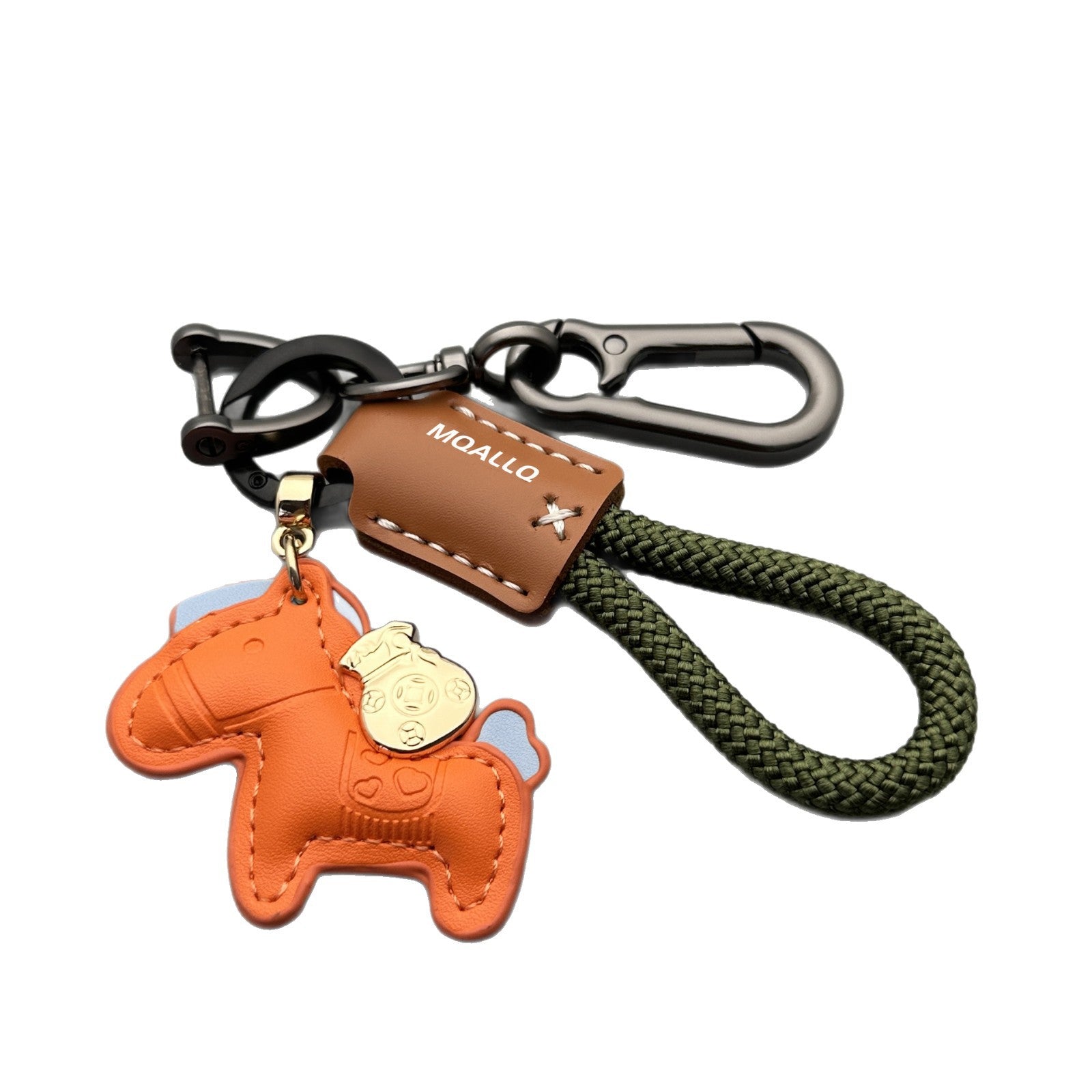 Wholesale Immediately get rich handmade cow leather car keychain pendant