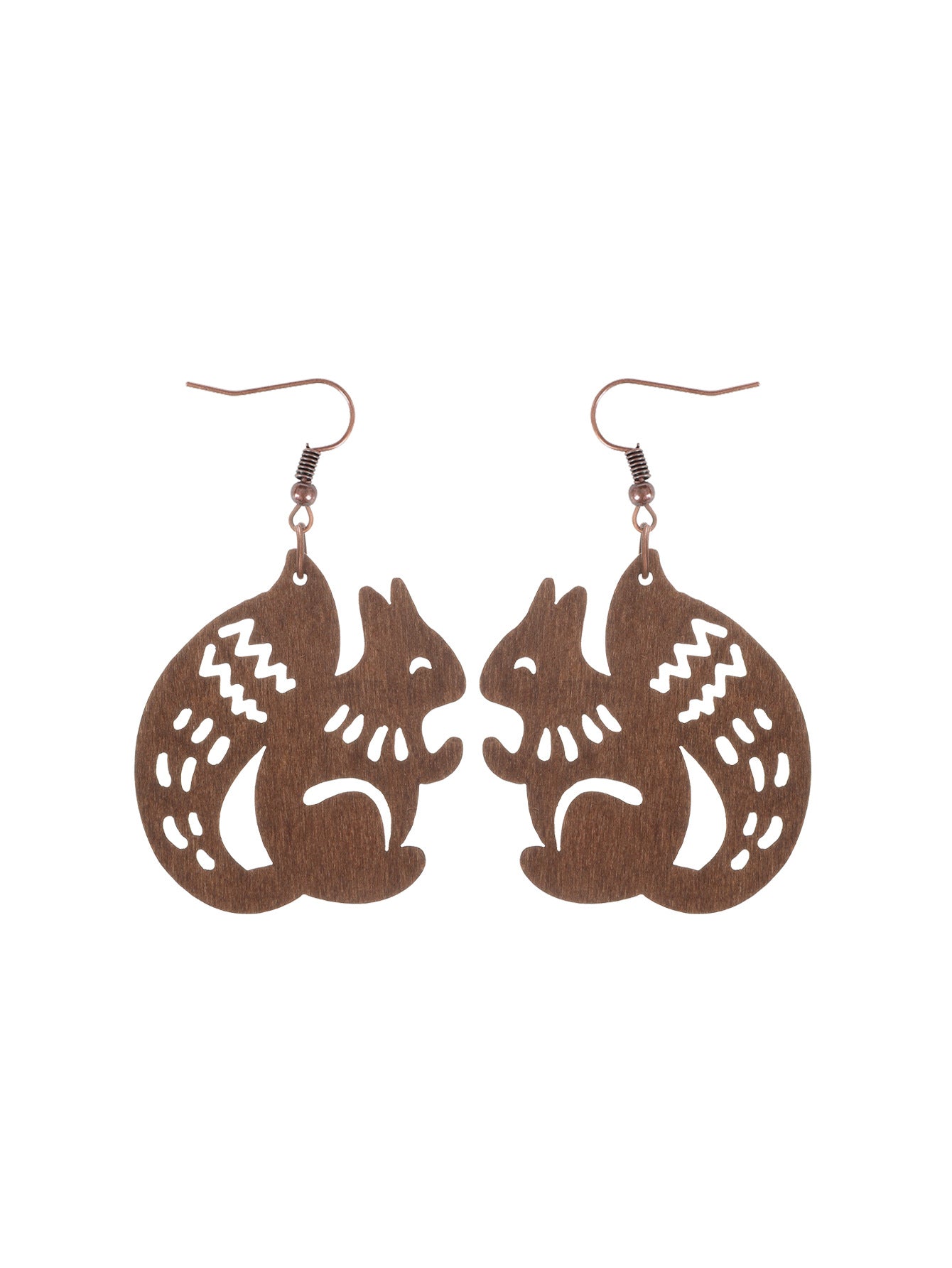 Wholesale Hollow Wooden Squirrel Maple Leaf Personalized Retro Ethnic Style Earrings