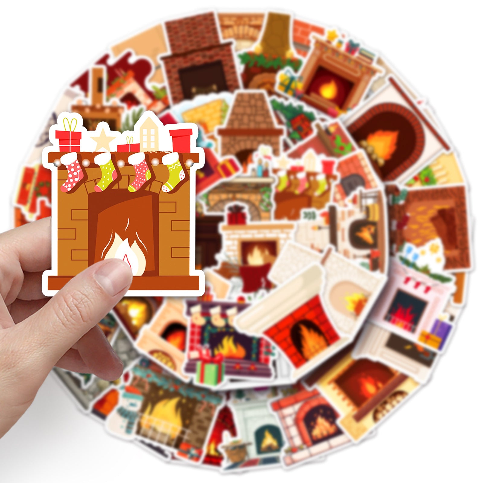 Wholesale 50 pcs/ pack fireplace graffiti stickers Christmas decorative  stickers