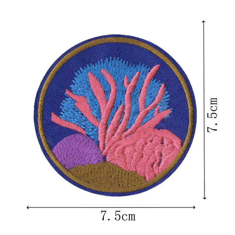 Wholesale Ocean Animal Seaweed Embroidery Patches 9 Piece Sew On Appliques Stylish DIY Craft Accessory For Clothing Towels Gift