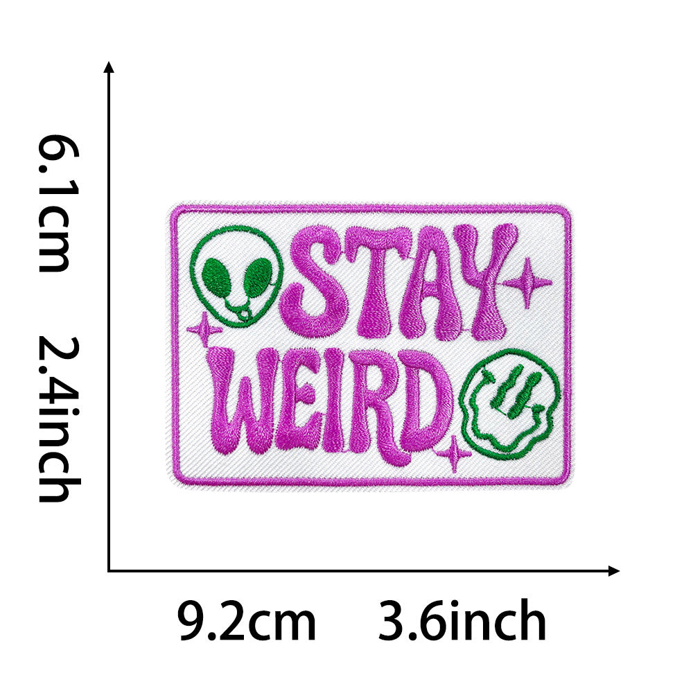 Wholesale Towel Embroidery Iron On Patches Retro Funny Text Rectangular For Coats Everyday