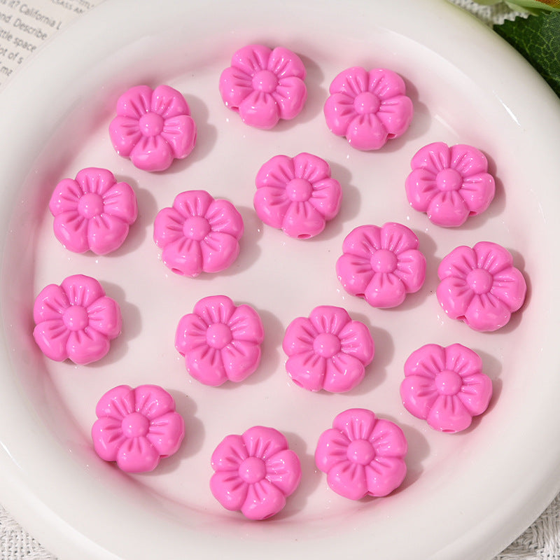 Wholesale 5pcs/pack  Acrylic Cream Candy Color Small Flower Beads  Acrylic Beads