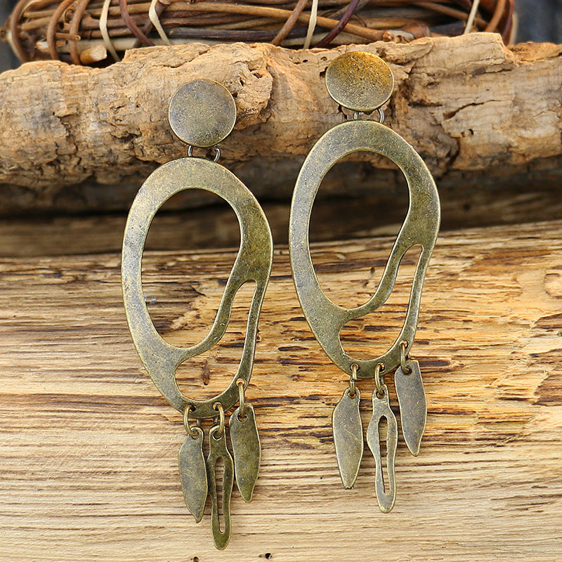 Wholesale Popular Retro Bohemian Geometric Alloy Exaggerated Earrings