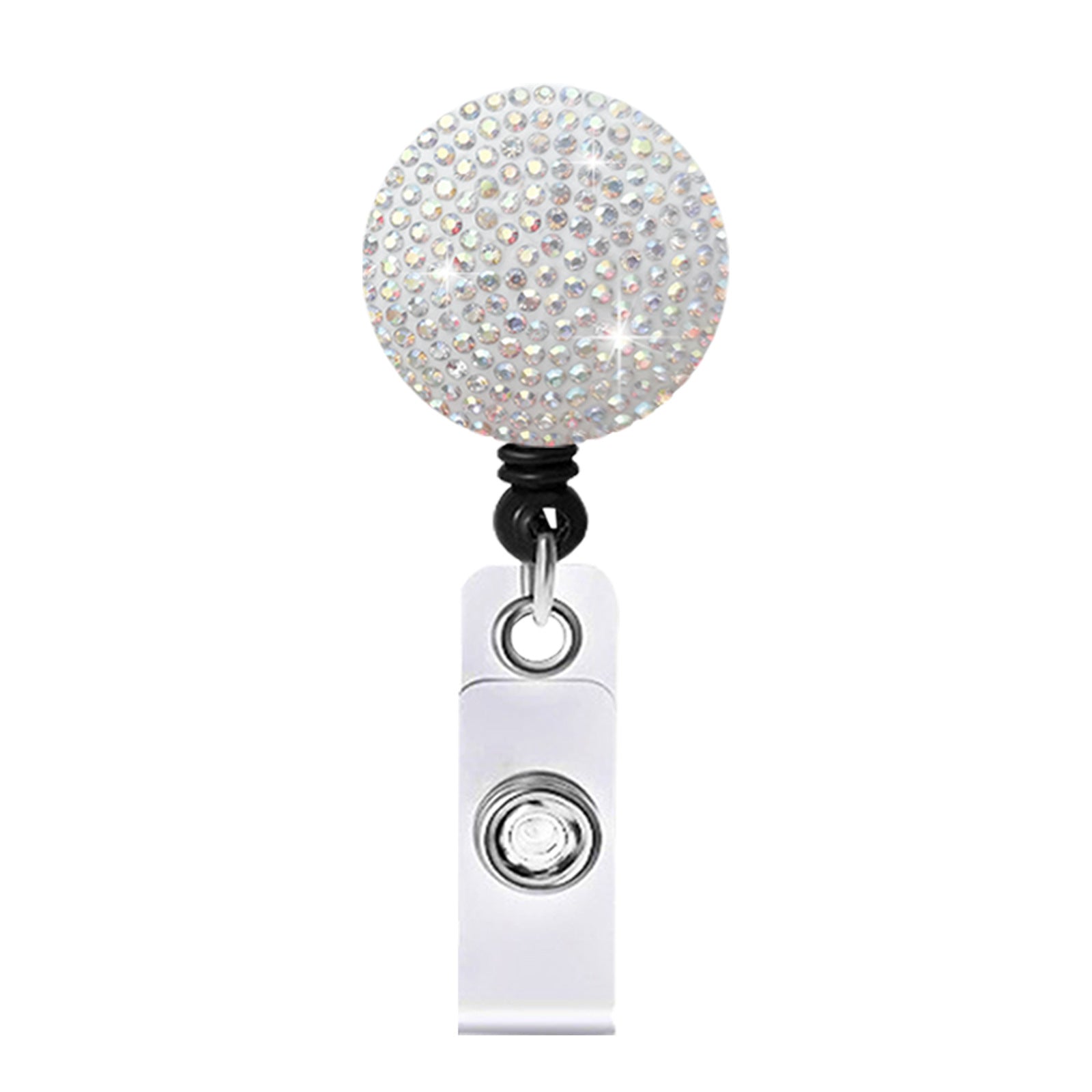 Wholesale Circular Colored Rhinestone Easy To Pull ABS Rotatable Telescopic Keychain