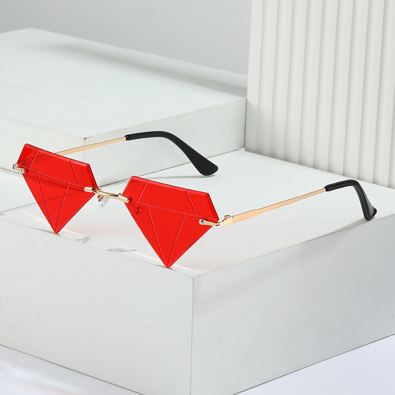 Wholesale Rimless Diamond Shape Hip Hop Sunglasses