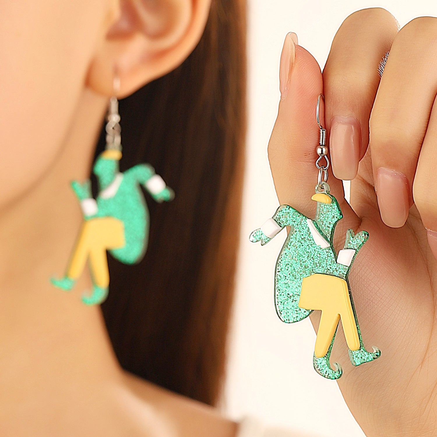 Wholesale St.  Patrick' s Day Green Clover Hat Boots Letter Acrylic Earrings