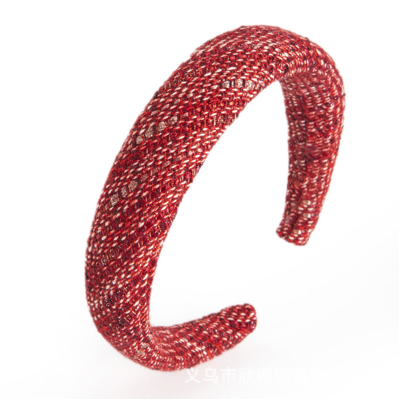 Wholesale New Year Festive Woolen Knitted High Skull Sponge Hair Headband