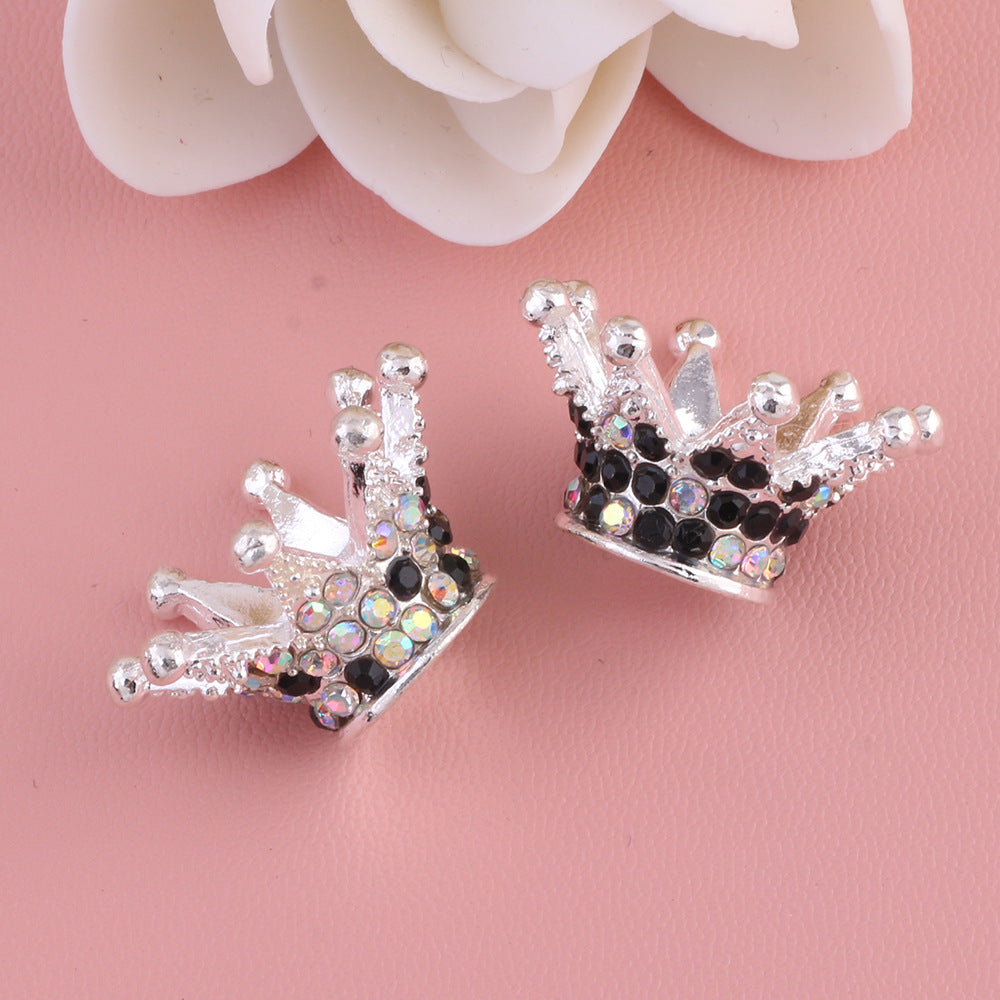 Wholesale 5pcs Colorful crown torus DIY spacer beads alloy full diamond