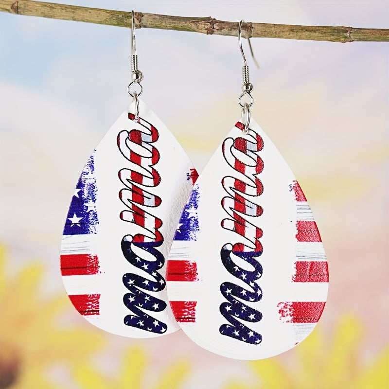 Wholesale 2pairs/pack American Independence Day Distressed Leather Earrings