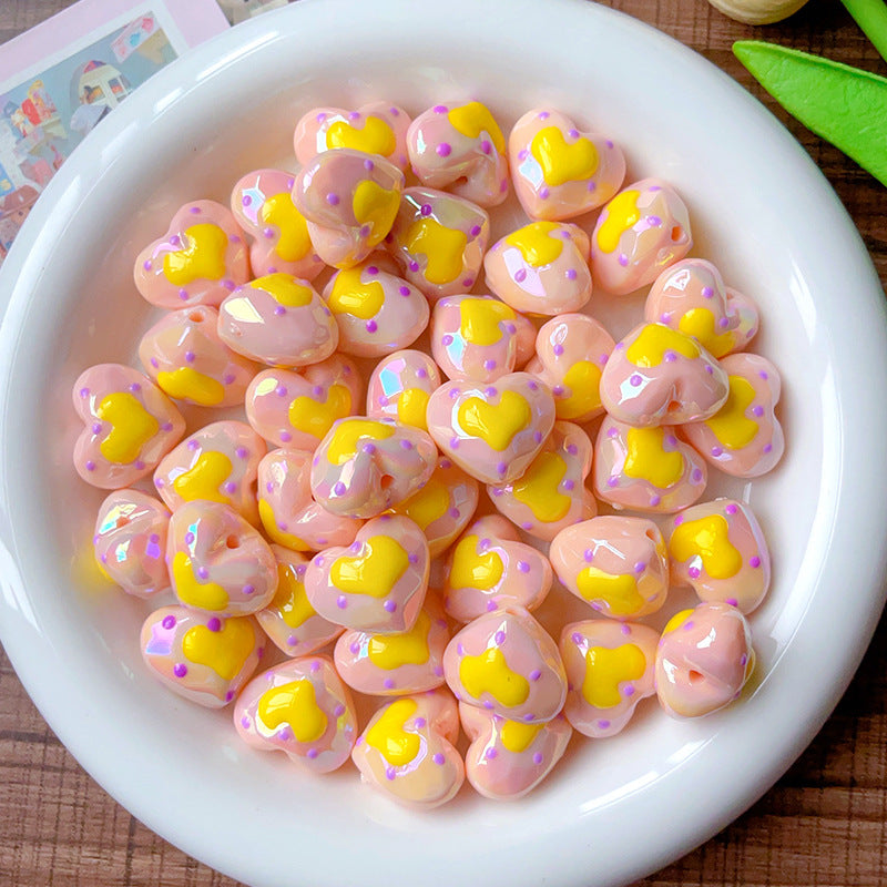 Wholesale 5pcs/pack Acrylic Hand-painted Cut-out Luminous Love Beads