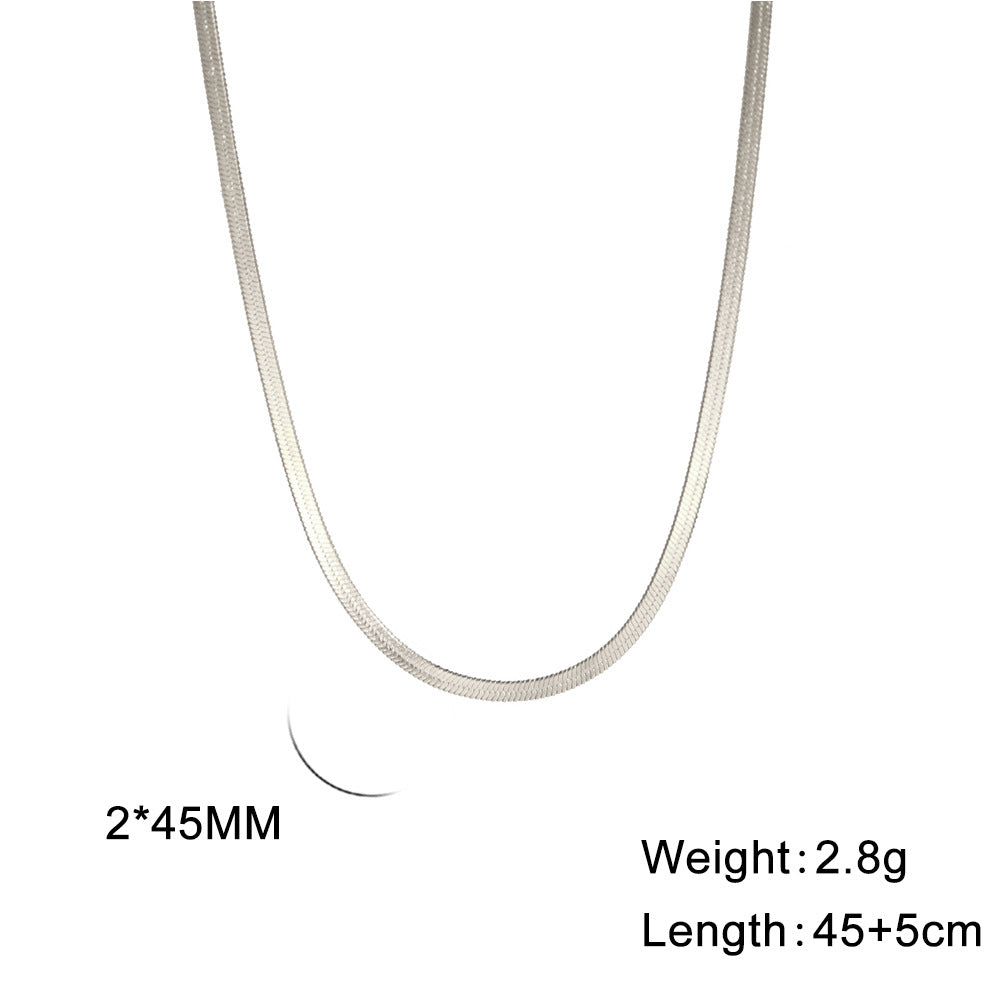 Wholesale Stainless steel snake flat chain snake chain gold necklace snake bone stainless steel plain chain necklace