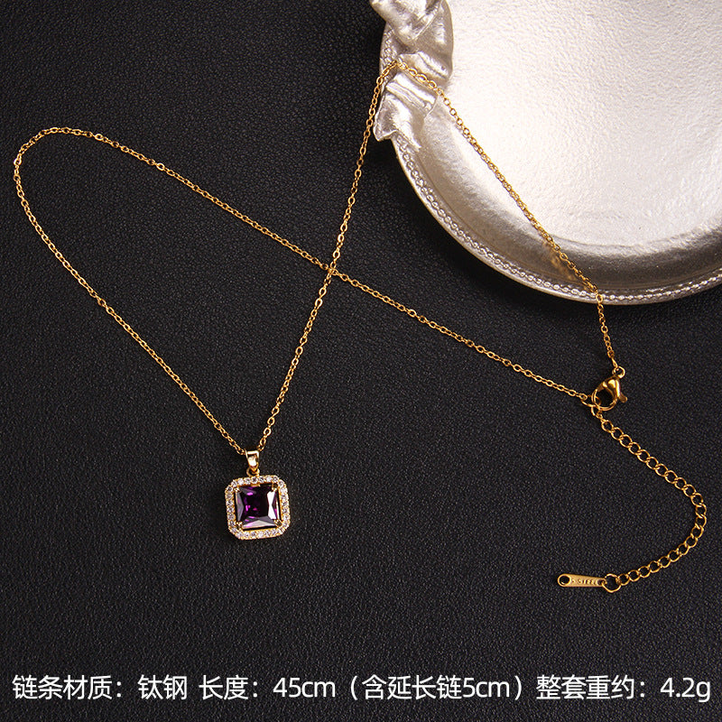 Wholesale Purple Zircon Necklace Heart Pendant Jewelry