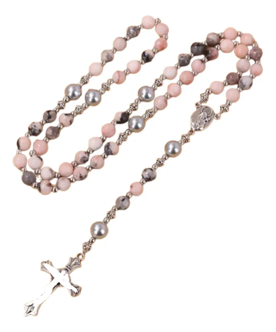Wholesale Fashionable Women S Colorful Natural Stone Bead Cross Necklace For Daily Casual Jewelry Accessory