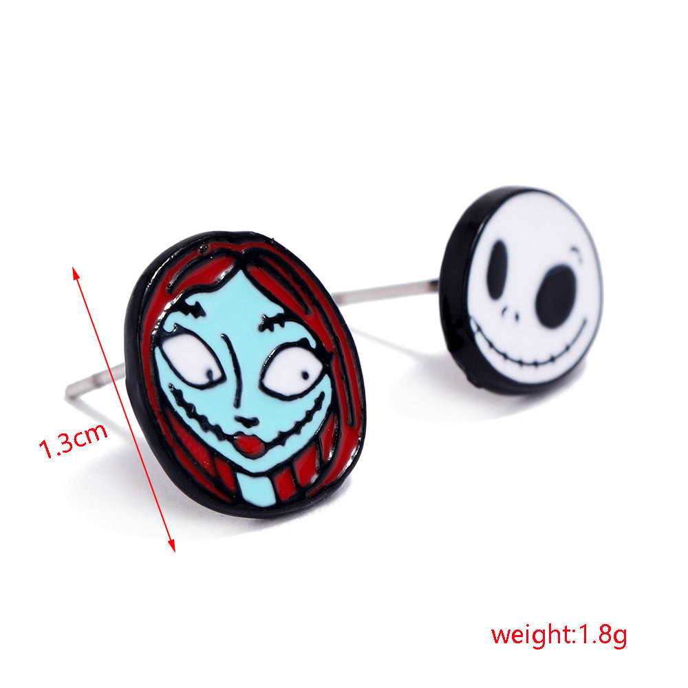 Wholesale Halloween Funny Personality Skull Spider Dripping Oil Earrings