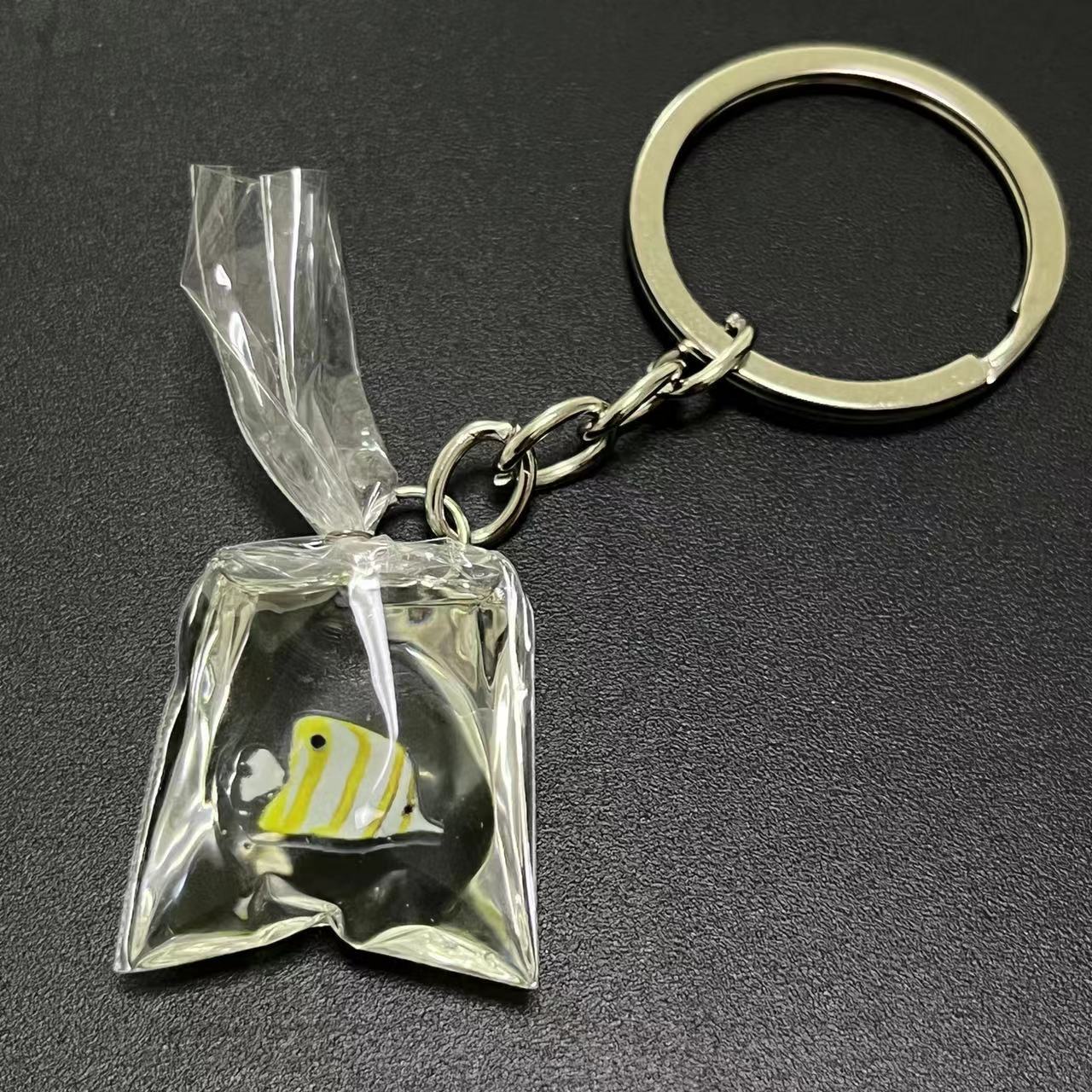 Wholesale Transparent Resin Water Bag Fish Key Chain