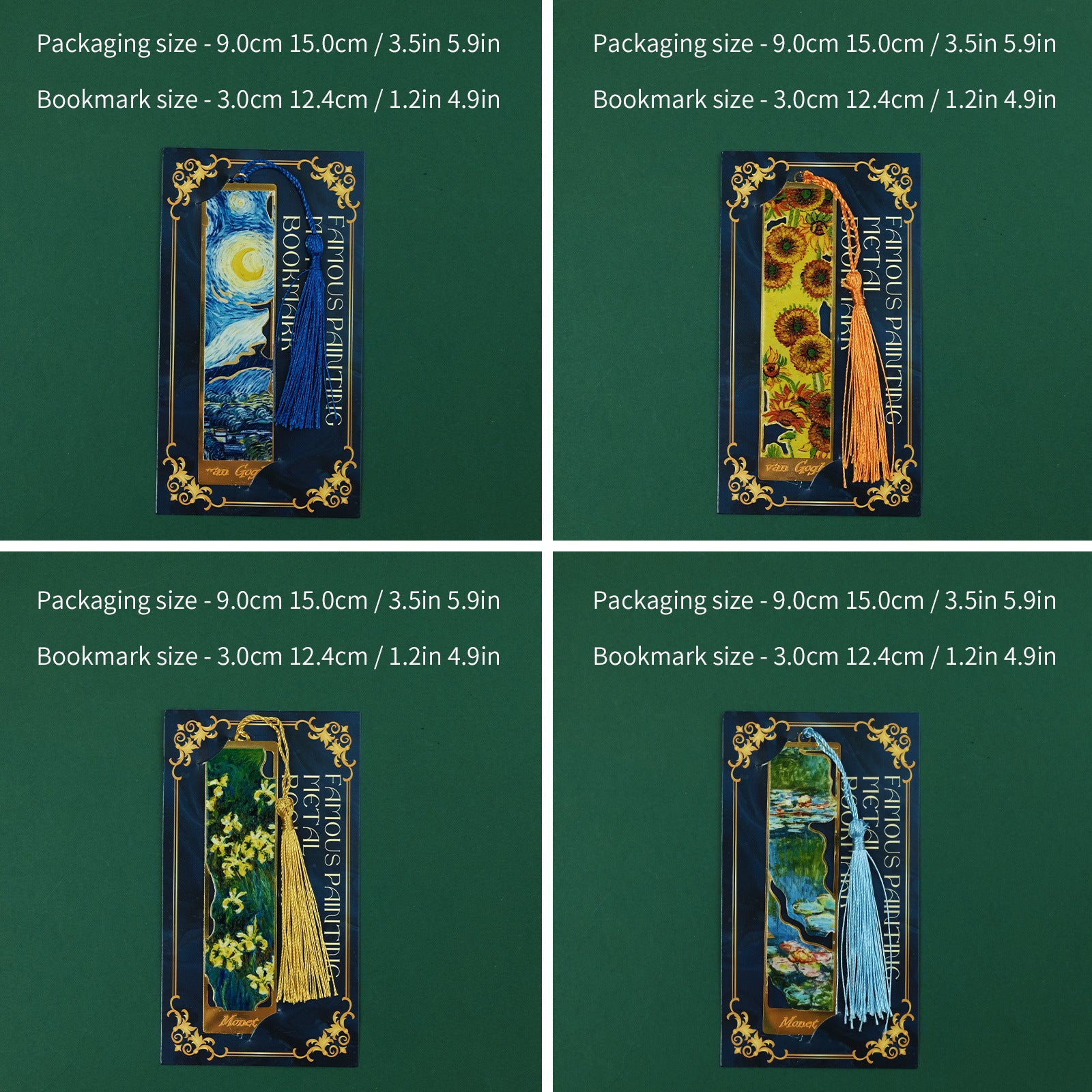 Wholesale Vintage Famous Painting Oil Painting Style Metal Bookmark Hollow Reading Book Page Clip Hand Account Pendant Metal Bookmark