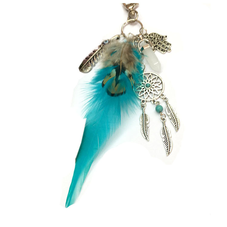 Wholesale Dream Catcher Gossip Feather Opal Tassel Bag Keychains