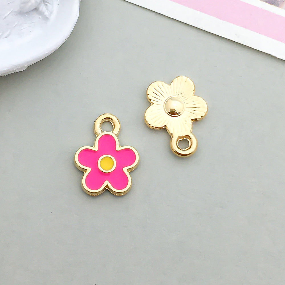 Wholesale Mix 30 Rose Red Drip Oil Alloy Cute Cartoon Simulation Heart Pendant