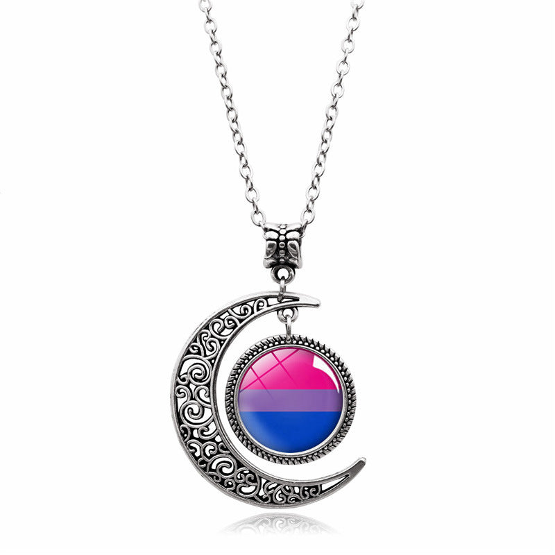 Wholesale Rainbow Moon Pendant Necklaces