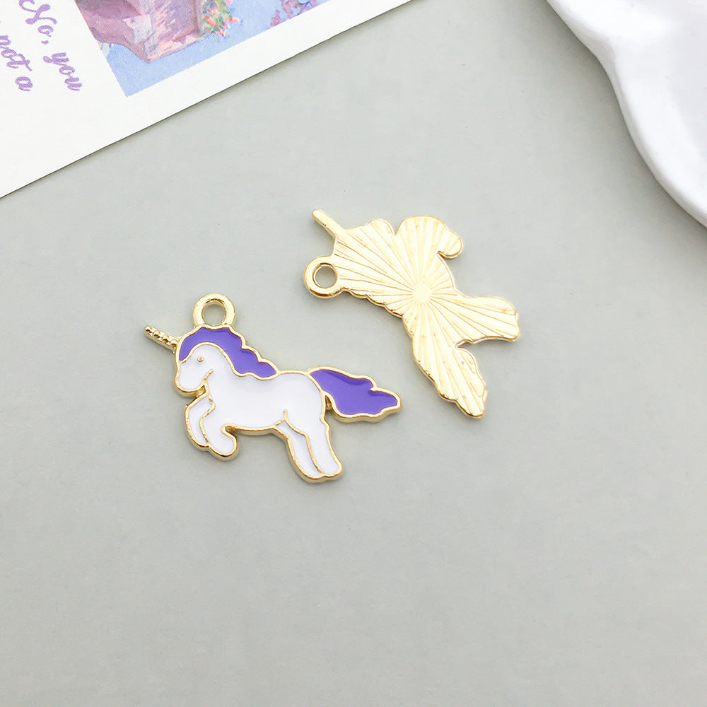 Wholesale Mix 30 Purple Drip Oil Alloy Cute Cartoon Simulation Animal Pendant