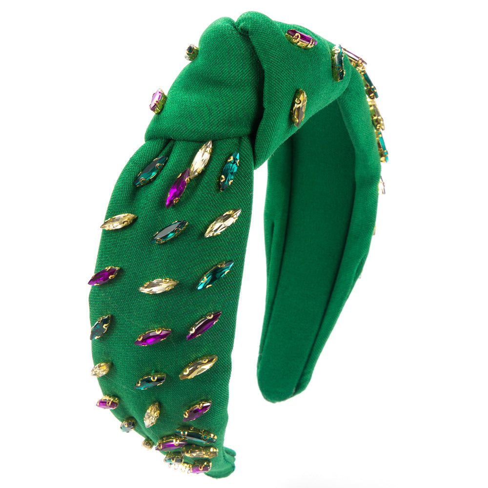 Wholesale Carnival Baroque High Skull Hand-sewn Colorful Diamond Wide-brimmed Headband