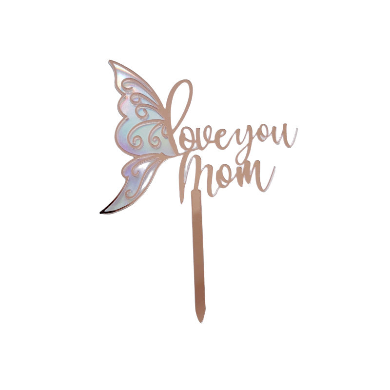 Wholesale10PCS/PACK Mother's Day Fantasy Butterfly Acrylic Cake Decoration
