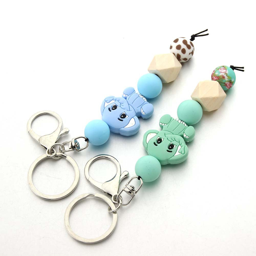 Wholesale Silicone Bead Charm Elephant Keychain
