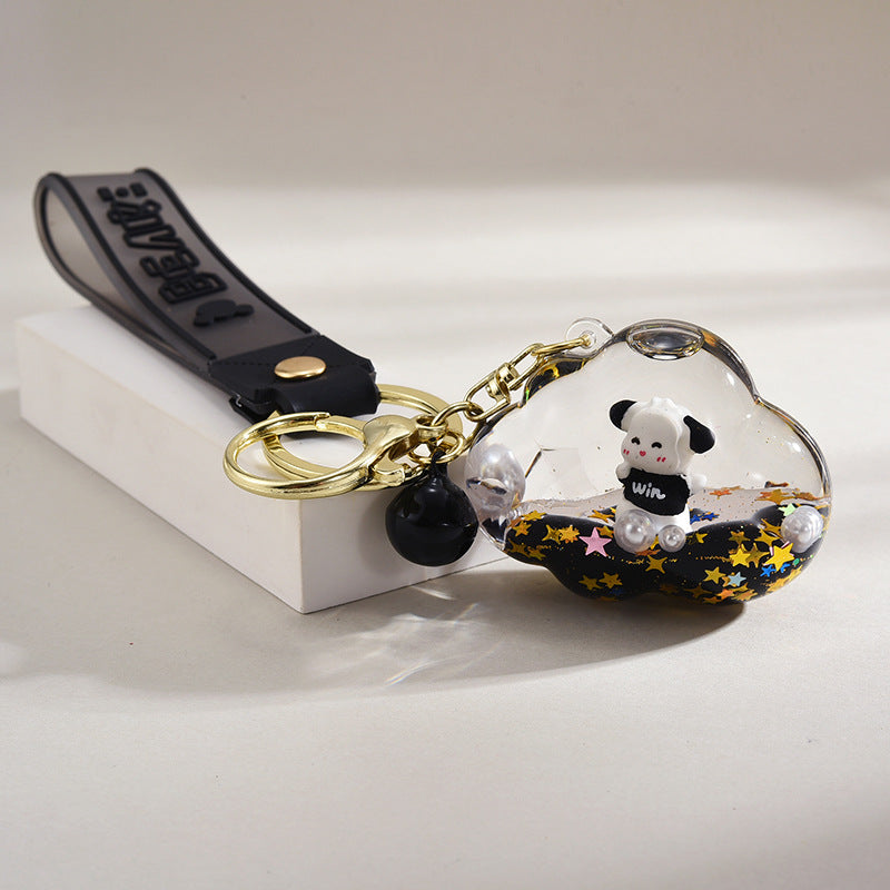 Wholesale Acrylic Cartoon Floating Panda Oiled Keychain
