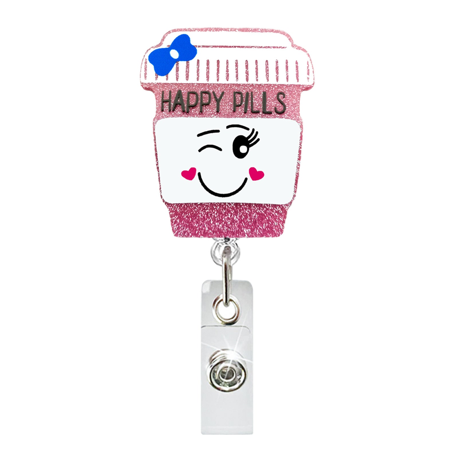 Wholesale Colorful Medicine Bottle Medical Acrylic Retractable Badge Scroll Keychain