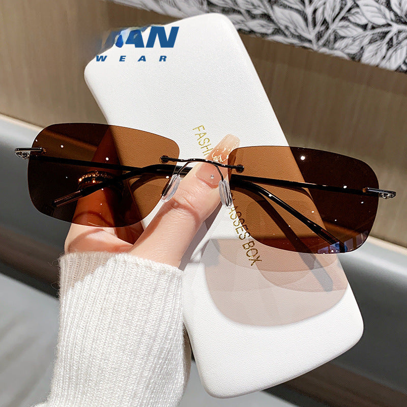 Wholesale Fashionable ultra-light high-end frameless trimmed sunglasses