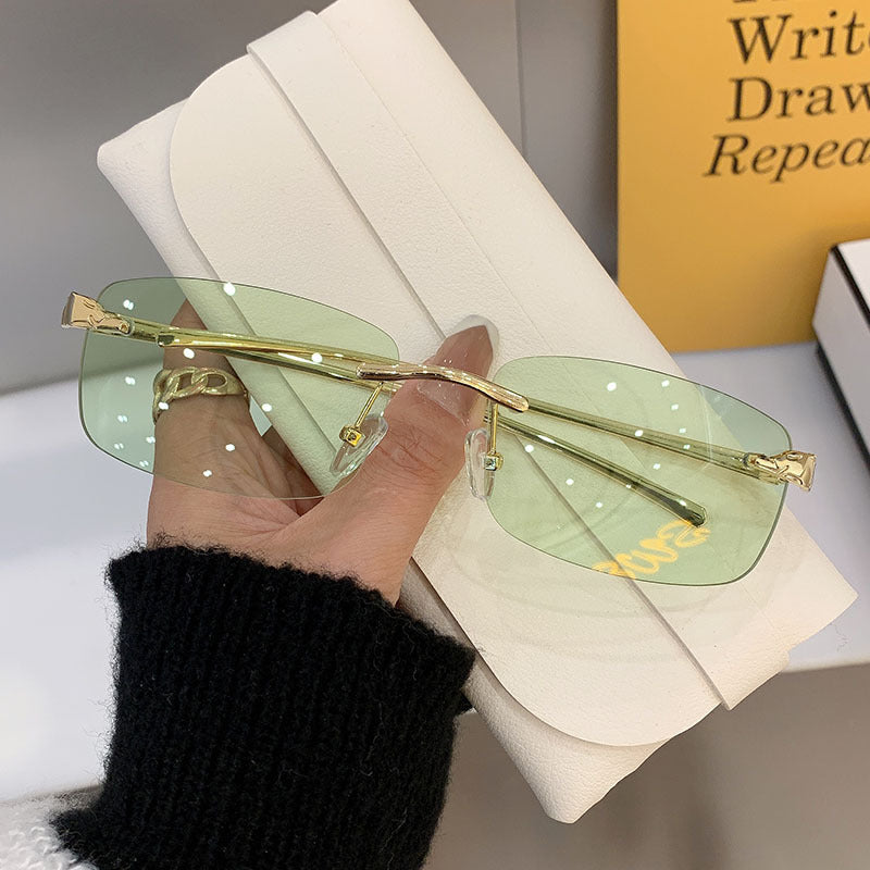 Wholesale Retro leopard head sunglasses frameless sunglasses