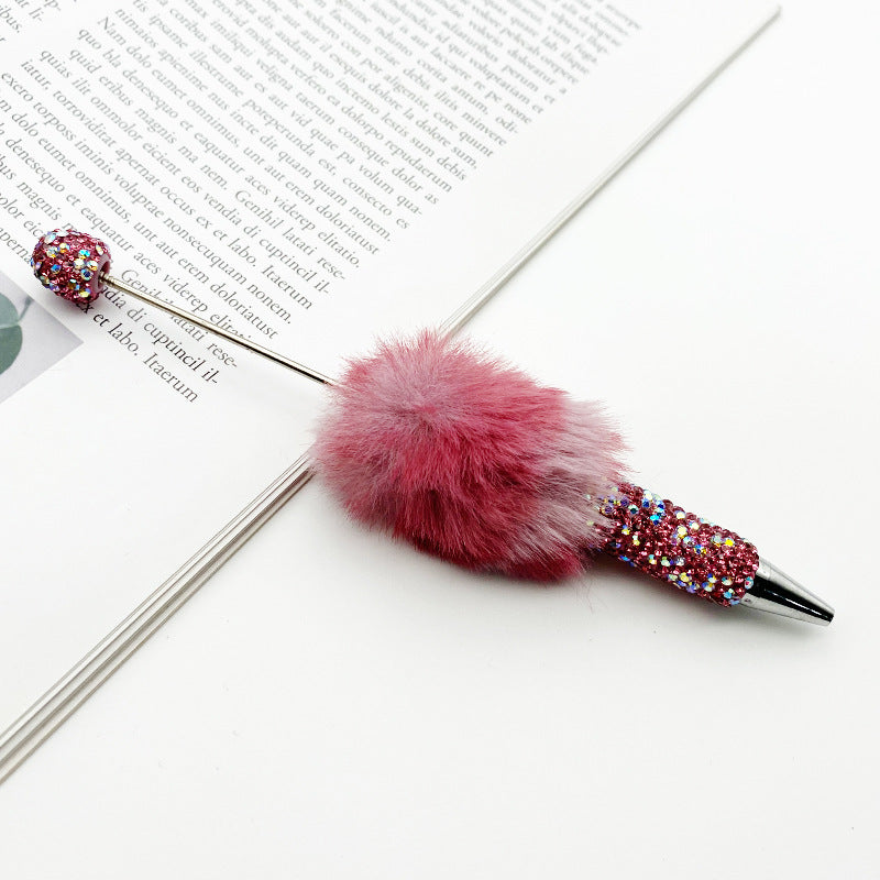 wholesale beadable pens Leopard Fur Ball Heavy Industries DIY Full of Diamonds Rainbow Color Cute Ballpoint Pen