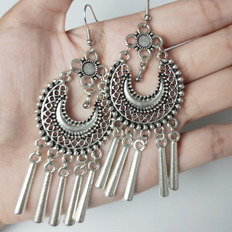 Wholesale 2 Pairs/Pack Bohemian Ethnic Style Retro Alloy Tassel Earrings