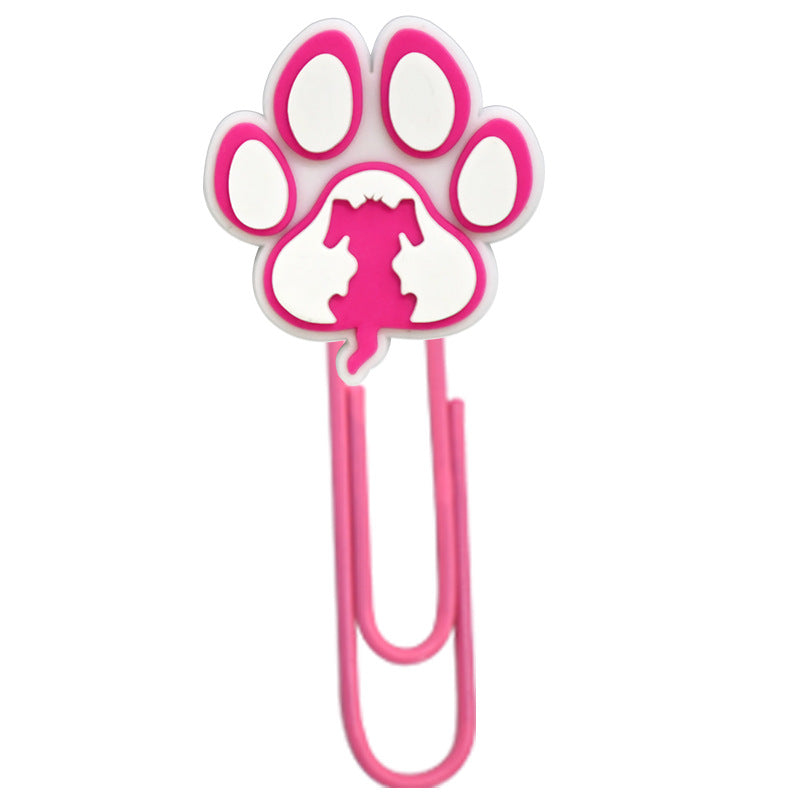 Wholesale Random 50pcs Cute colo  dog claw footprints paper clips metal bookmarks