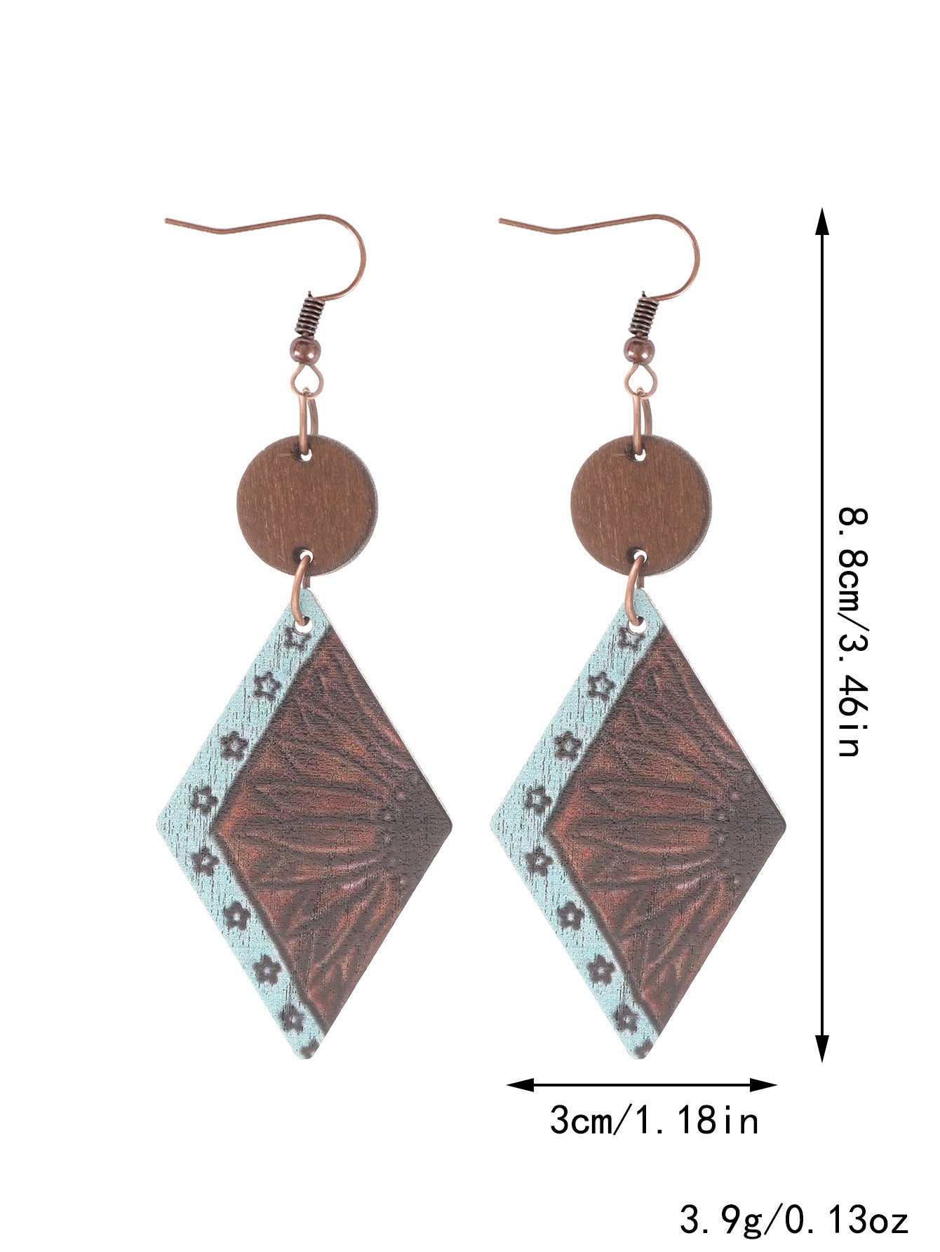 Wholesale Cross  Western Style  Cow Head Flower Pattern Wooden Earrings