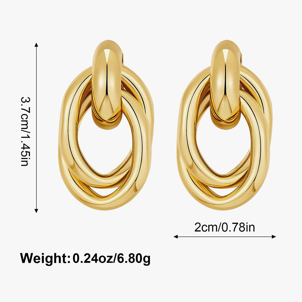 Wholesale Golden Creative Geometric Circle Earrings