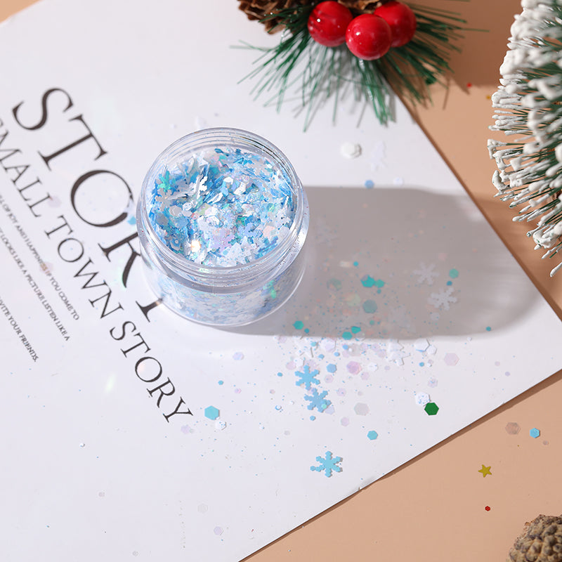 Wholesale DIY Christmas Colors Snowflake Stars Christmas Tree Flow Hemp Dropping Glue Mixed Glitter