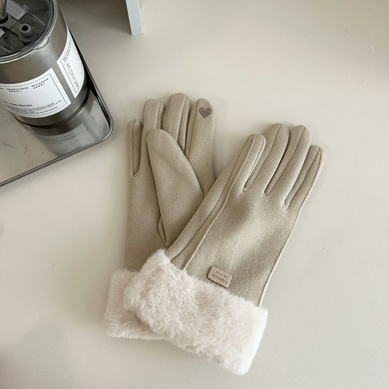 Wholesale Warm and Thickened Five Finger Touch Screen Polyester Gloves