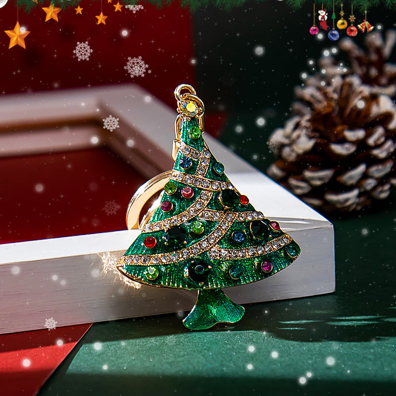 Wholesale Diamond Drip Oil Christmas Tree Zinc Alloy Keychain