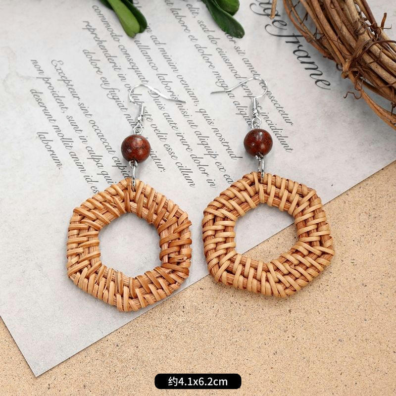 Wholesale Bohemian Leisure Holiday Rattan Earrings