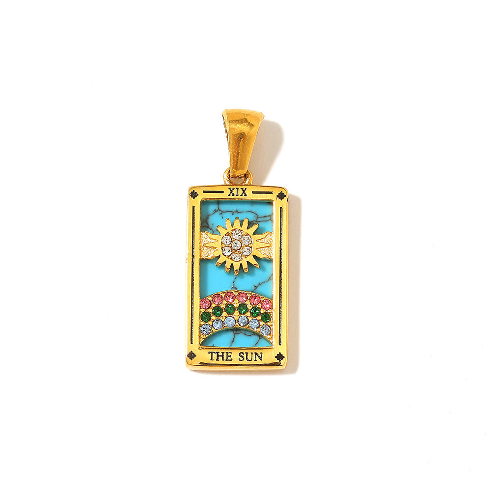 Wholesale Stainless Steel Gold Tarot Card Pendant