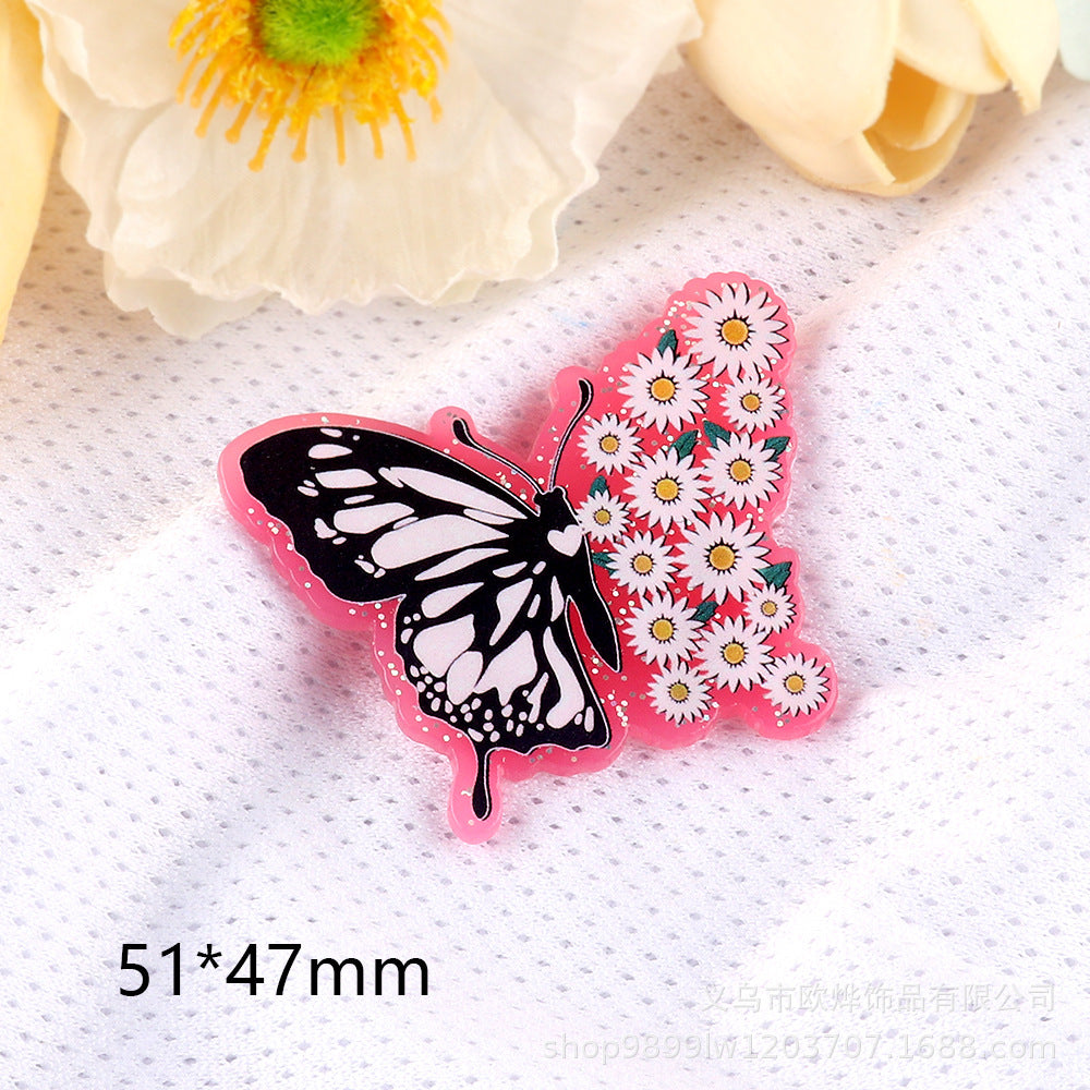 Wholesale  5pcs/pack  Cartoon bow heart ornament Acrylic Flatback