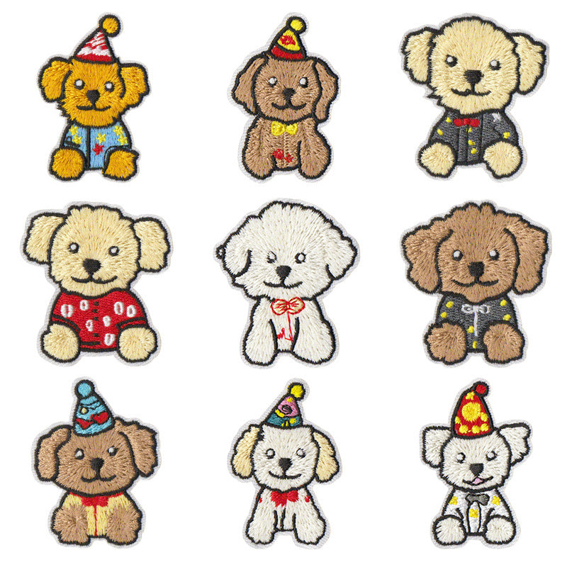 Wholesale Cartoon Puppy Embroidered Fabric Patch Cute Pet Animal Embroidery Patch