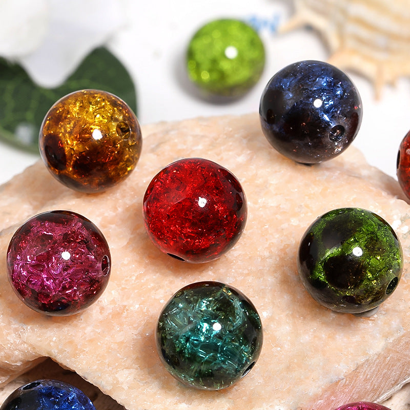 Wholesale 100pcs Acrylic Double Color Amber Crack Beads 16mm Burst Ice Crack Beads