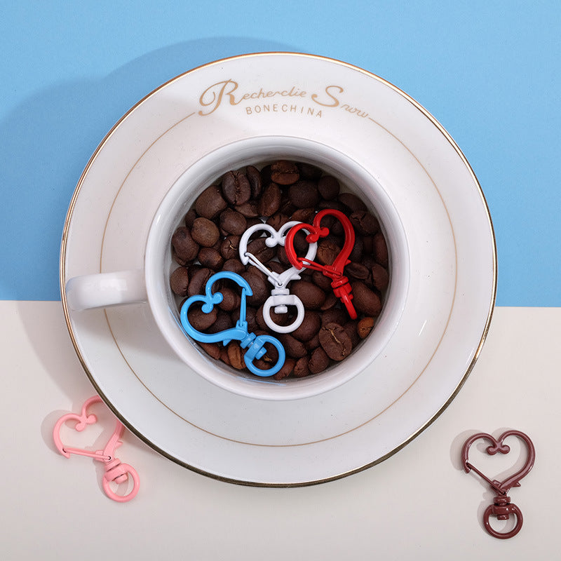 Wholesale Heart Shape Paint Color DIY Material Keychain Metal Accessories