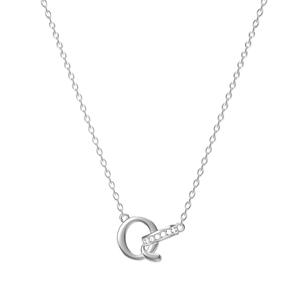 Wholesale 26 letter titanium steel necklace with diamonds