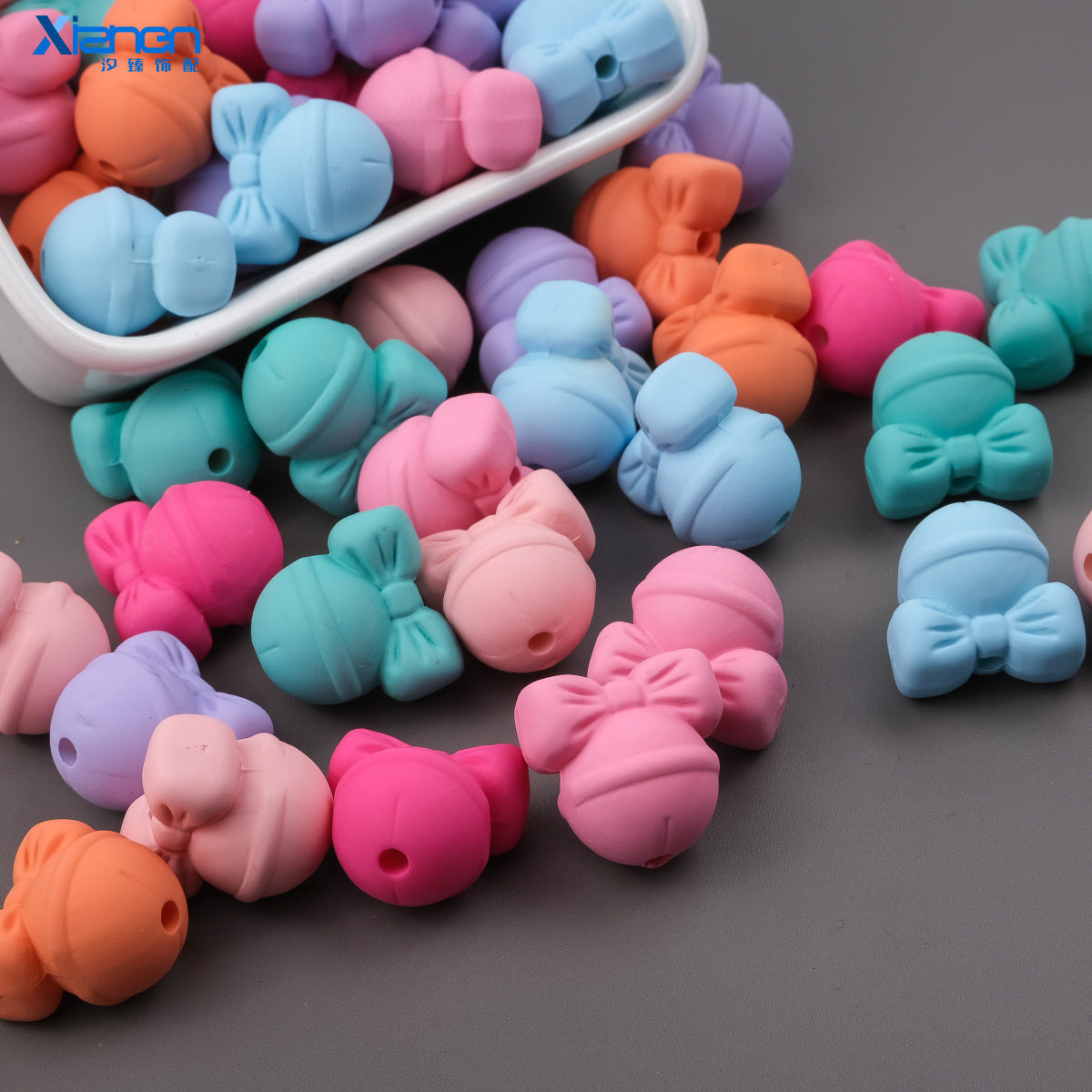 Wholesale 100PCS/PACK Colorful Rubber Bells Straight Hole Acrylic Beads